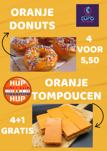 Afbeelding van Actie 4+1 oranje tompoucen zaterdag 23 jui