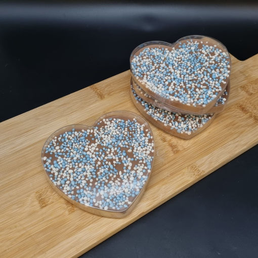 Afbeelding van Chocolade hart melk blauwe muisjes