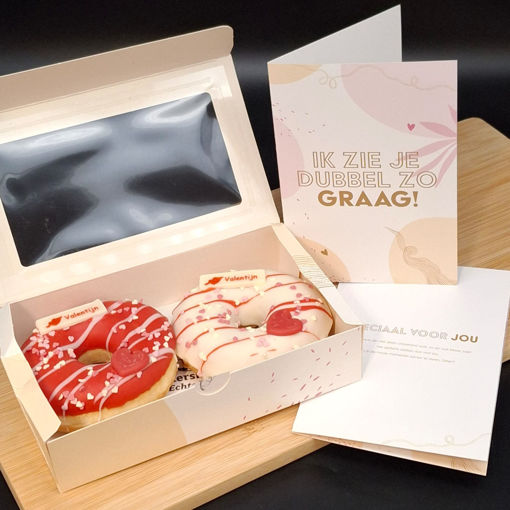 Afbeelding van Doosje met 2 donuts + kaart