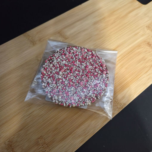 Afbeelding van Chocolade schijf roze muisjes